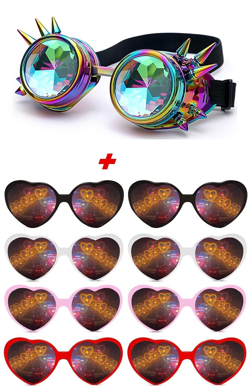 7759 Kaleidoscope steampunk goggles plus heart shape diffraction glasses